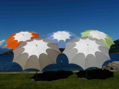 Зонт садовый с поворотной рамой Maffei Flos сталь, дралон серо-коричневый, белый Фото 13