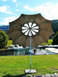 Зонт садовый с поворотной рамой Maffei Flos сталь, дралон серо-коричневый, белый Фото 2