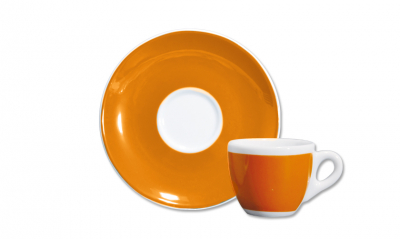 Кофейная пара для эспрессо Ancap Verona Millecolori фарфор оранжевый, деколь чашка, ручка, блюдце Фото 2