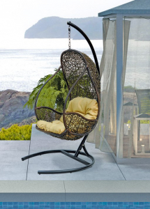 Кресло подвеcное Ecodesign Flyhang сталь, искусственный ротанг коричневый Фото 4