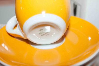 Кофейная пара для эспрессо Ancap Verona Millecolori фарфор желтый, деколь чашка, ручка, блюдце Фото 7
