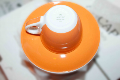 Кофейная пара для эспрессо Ancap Verona Millecolori фарфор оранжевый, деколь чашка, ручка, блюдце Фото 6