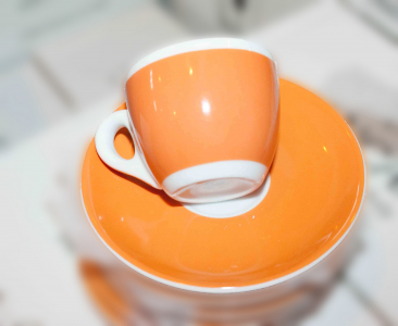 Кофейная пара для эспрессо Ancap Verona Millecolori фарфор оранжевый, деколь чашка, ручка, блюдце Фото 7
