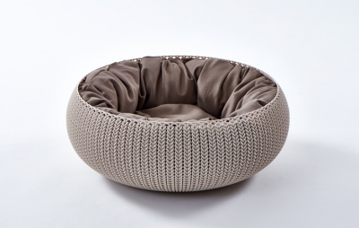 Кровать для животных Curver Cozy пластик с имитацией плетения коричневый, голубой Фото 1