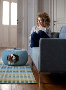 Лежак для животных Curver Cozy пластик с имитацией плетения голубой Фото 4