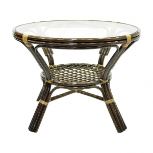Стол плетеный обеденный Ecodesign Ellena натуральный ротанг темно-коричневый Фото 1