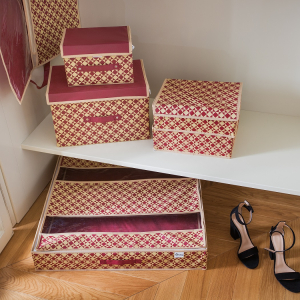 Органайзер для обуви с крышкой Homsu HOM-394 ткань, спанбонд, картон, ПВХ бордовый Фото 9