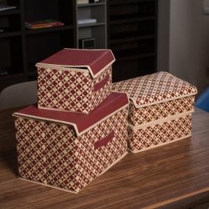Коробка с крышкой Homsu HOM-396 ткань, картон, спанбонд бежевый Фото 8