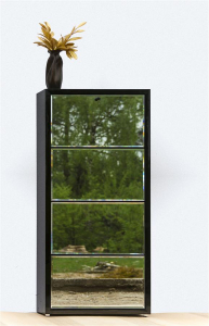 Обувница четырехсекционная Barel Black Zet ДСП, зеркало Фото 1