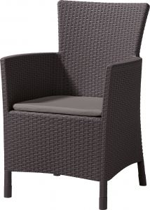 Кресло пластиковое мягкое Keter Iowa пластик с имитацией плетения коричневый, серо-бежевый Фото 1