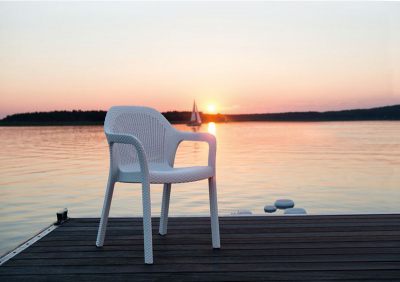Кресло пластиковое плетеное LECHUZA пластик белый Фото 2