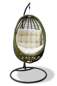 Кресло плетеное подвесное JOYGARDEN Bamboo алюминий, сталь, искусственный ротанг зеленый Фото 1