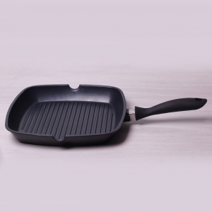 Сковорода -гриль с антипригарным покрытием Посад алюминий литой черный Фото 3