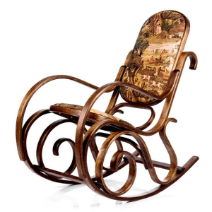 Кресло-качалка IM-Design Лондон дерево, кожа/ткань Фото 9