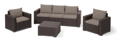 Комплект пластиковой мебели Keter California 3 seater set пластик с имитацией плетения коричневый, серо-бежевый Фото 2