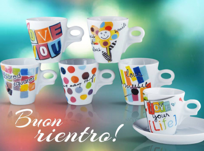 Кофейные пары для эспрессо Ancap Giotto фарфор деколь Happy life Фото 1