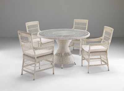 Кресло плетеное RosaDesign Camille алюминий, искусственный ротанг белый Фото 2