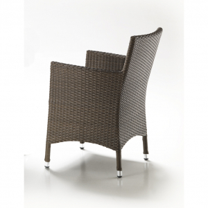 Кресло плетеное RosaDesign Clio алюминий, искусственный ротанг, ткань коричневый, белый Фото 2