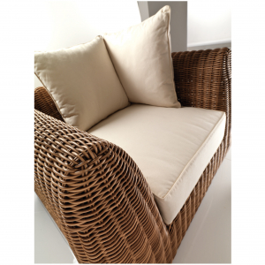 Кресло плетеное RosaDesign Cactus алюминий, искусственный ротанг, ткань бронзовый, белый Фото 5
