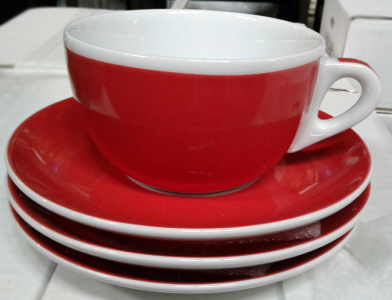 Кофейная пара для двойного капучино Ancap Verona Millecolori фарфор красный, деколь чашка, ручка, блюдце Фото 6