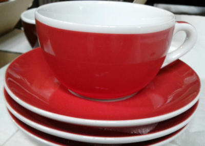 Кофейная пара для капучино Ancap Verona Millecolori фарфор красный, деколь чашка, ручка, блюдце Фото 6