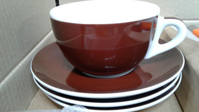 Кофейная пара для капучино Ancap Verona Millecolori фарфор коричневый, деколь чашка, ручка, блюдце Фото 4