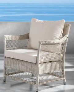 Кресло плетеное RosaDesign Camille алюминий, искусственный ротанг, ткань белый Фото 1