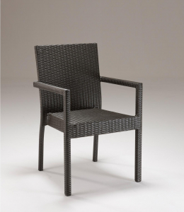Кресло плетеное RosaDesign Linear алюминий, искусственный ротанг черный Фото 3