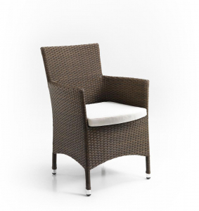 Кресло плетеное RosaDesign Clio алюминий, искусственный ротанг, ткань коричневый, белый Фото 4