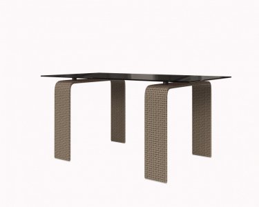 Обеденный плетеный стол Terrasophy алюминий, искусственный ротанг, стекло коричневый Фото 3