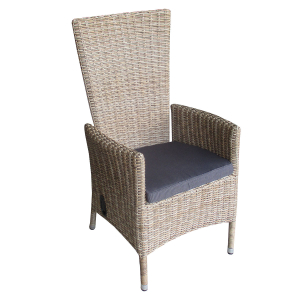 Кресло-реклайнер плетеное с подушкой Azzura Capri искусственный ротанг, алюминий натуральный Фото 1