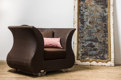 Плетеное кресло Terrasophy алюминий, искусственный ротанг коричневый Фото 1