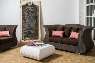 Двухместный плетеный диван Terrasophy алюминий, искусственный ротанг коричневый Фото 2