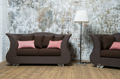 Двухместный плетеный диван Terrasophy алюминий, искусственный ротанг коричневый Фото 3
