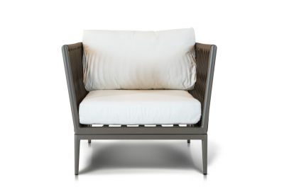 Кресло металлическое мягкое 4SIS Касабланка алюминий, ткань серо-коричневый Фото 2