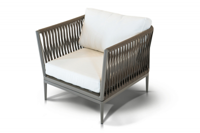 Кресло металлическое мягкое 4SIS Касабланка алюминий, ткань серо-коричневый Фото 3