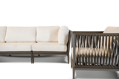 Кресло металлическое мягкое 4SIS Касабланка алюминий, ткань серо-коричневый Фото 6