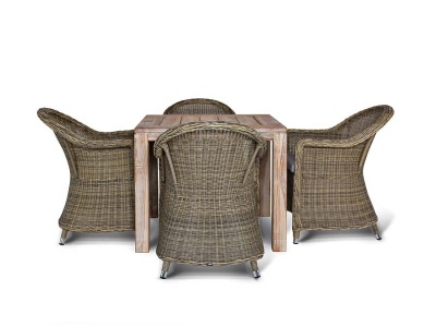 Комплект плетеной мебели 4SIS Леричи тик, алюминий, искусственный ротанг соломенный, тик Фото 2