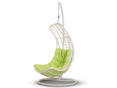 Кресло плетеное подвесное 4SIS Виши алюминий, искусственный ротанг, ткань белый Фото 2