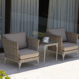 Кресло плетеное с подушками Skyline Design Brafta алюминий, искусственный ротанг, sunbrella белый, бежевый Фото 9