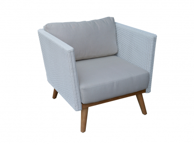 Кресло плетеное Skyline Design Pob алюминий, искусственный ротанг, тик, sunbrella белый Фото 1