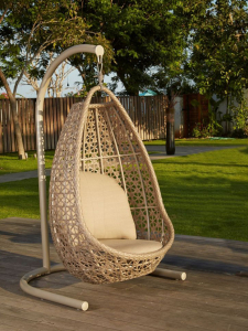 Кресло подвесное плетеное с подушками Skyline Design Journey алюминий, искусственный ротанг, sunbrella бежевый Фото 13