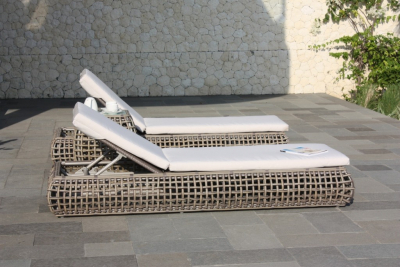 Шезлонг-лежак плетеный с матрасом Skyline Design Dynasty алюминий, искусственный ротанг, sunbrella серый, бежевый Фото 8