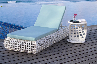 Шезлонг-лежак плетеный с матрасом Skyline Design Dynasty алюминий, искусственный ротанг, sunbrella белый, бежевый Фото 12