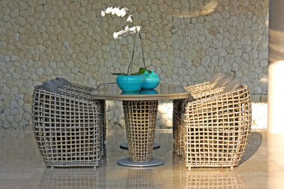 Стол плетеный со стеклом Skyline Design Dynasty алюминий, искусственный ротанг, закаленное стекло серый Фото 6
