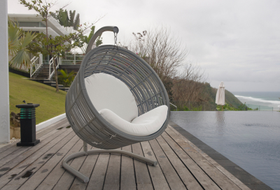 Кресло плетеное подвесное с подушками Skyline Design Mercy алюминий, искусственный ротанг, sunbrella серый, бежевый Фото 10