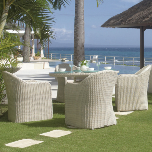 Кресло плетеное с подушкой Skyline Design Calderan алюминий, искусственный ротанг, sunbrella белый, бежевый Фото 12