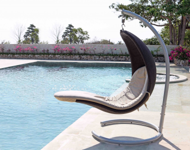 Кресло подвесное плетеное с подушкой Skyline Design Christy алюминий, искусственный ротанг, sunbrella мокка, бежевый Фото 9