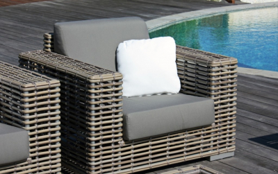 Кресло плетеное с подушками Skyline Design Castries алюминий, искусственный ротанг, sunbrella серый, бежевый Фото 7