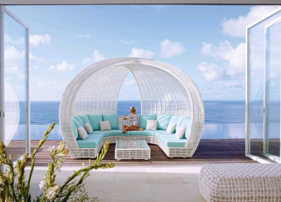 Лаунж-диван плетеный Skyline Design Spartan алюминий, искусственный ротанг, sunbrella белый, бежевый Фото 10